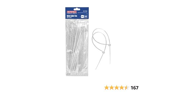 Faithfull Cable Ties White 150mm x 3.6mm Pack of 100