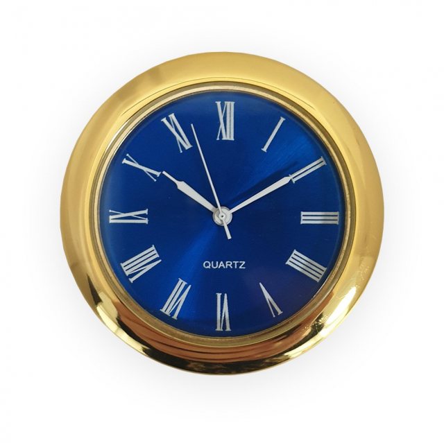Craft Supplies 2" - 50mm - Watch Insert - Gold Bezel Blue Face