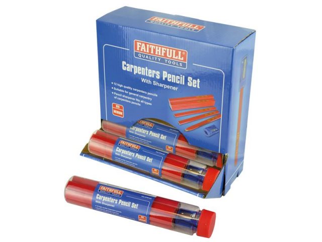 Faithfull Carpenters Pencils (12pk) Red + Sharpener