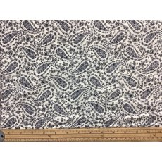Black and White  Paisley Cotton Lawn Fabric