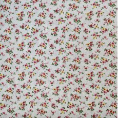 Pink Florals on Cream Rayon Linen
