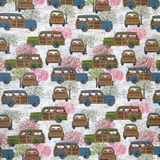 Springtime Morris Minor Cotton Fabric