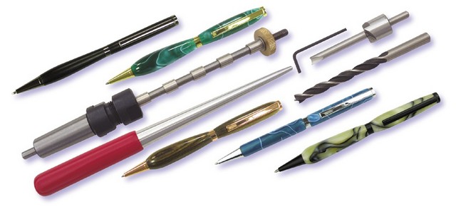 Charnwood Complete Pen Turning Kit for Pen Making on the Lathe Inc Mandrel, 5 Pen Kits, Trimming Tool & Drill