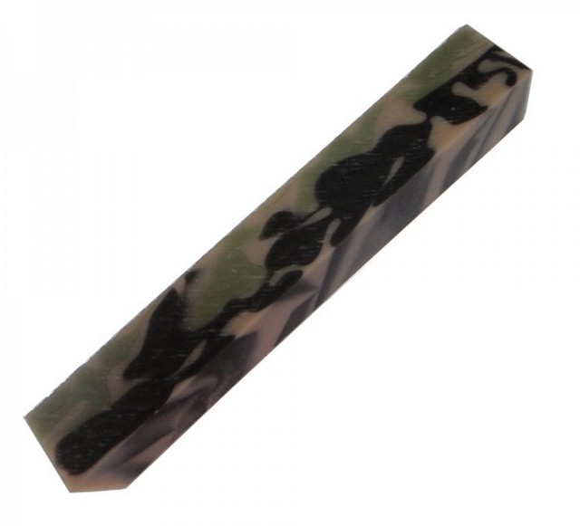 Charnwood 20mm Square acrylic Pen Blank, Green & Brown Cammo