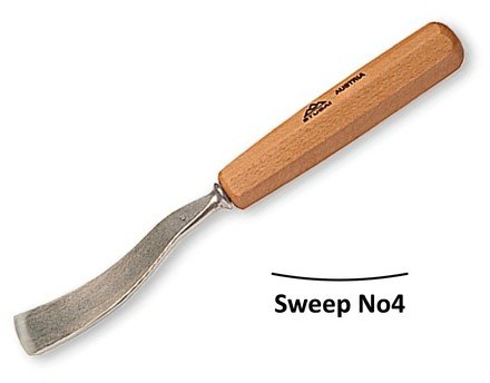 Stubai Stubai 4mm Long Bent Flat Carving Gouges No4 Sweep
