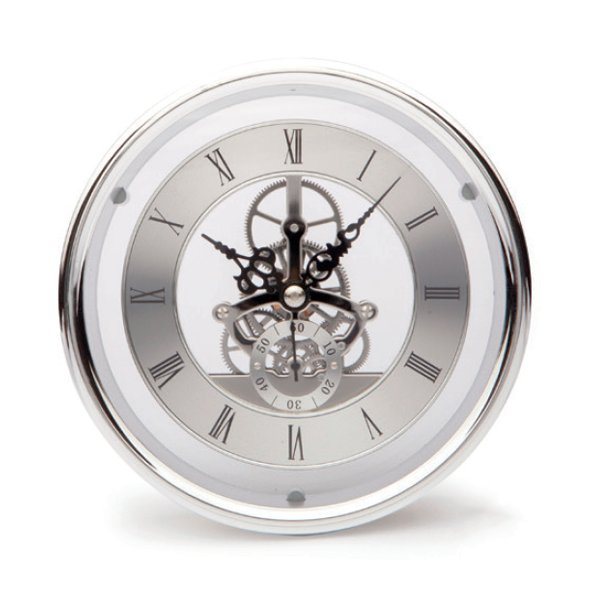 Craft Supplies Silver Skeleton Clock 149mm