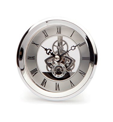 Craft Supplies Silver Skeleton Clock 103mm