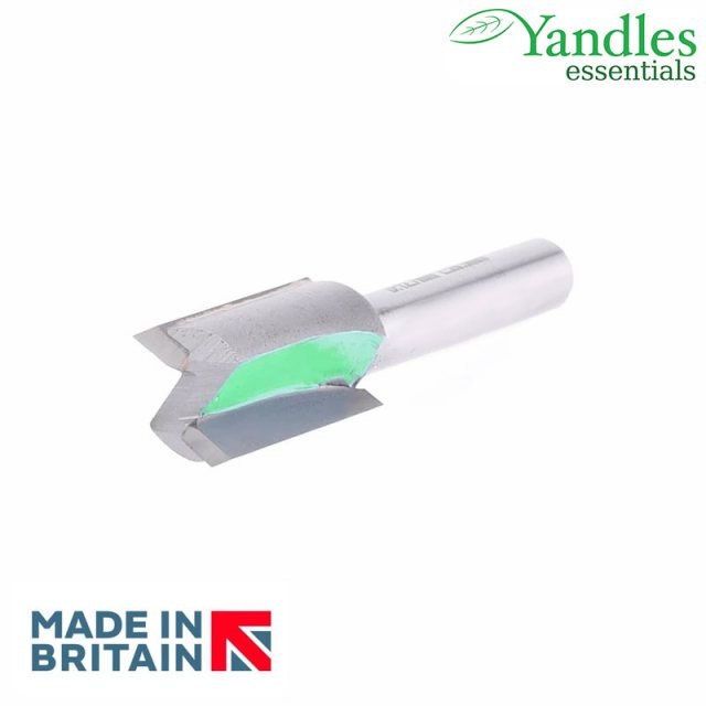Yandles essentials 1/4' double flute straight cutter 12mm diameter x 19.1mm cutting depth - UK MADE