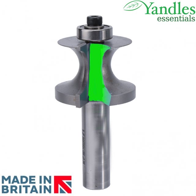 Yandles 1/4' corner bead cutter 26mm diameter, 16mm depth of cutter, 4.8mm radius, 15.9mm bearing