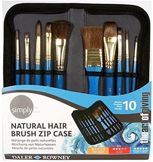 Daler Rowley Natural Hair Brush Zip Case - 10 Pieces