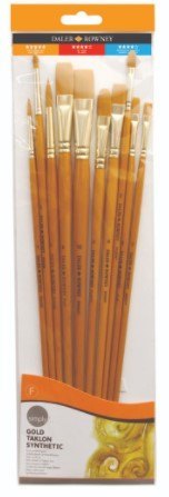Daler Rowley Simply Gold Taklon Synthetic Paintbrush set - 10 pieces