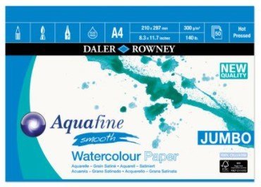 Aquafine Daler Rowney A4 Aquafine Jumbo Smooth Watercolour Pad - 50 sheets