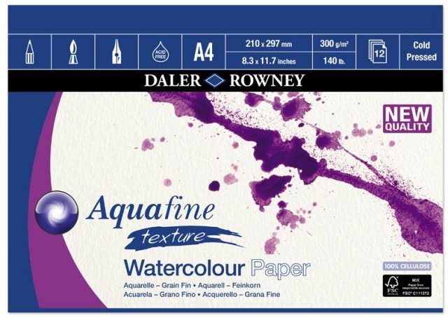 Aquafine Daler Rowney A4 Aquafine Texture Watercolour Pad
