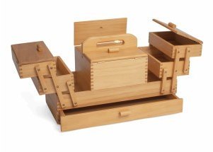Groves Sewing Box: Cantilever Wooden 4 Tier