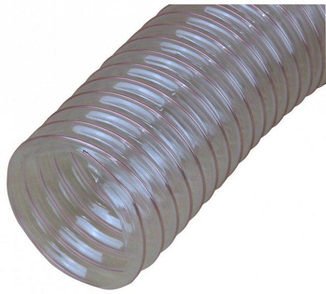 Yandles Transparent Flexible Dust Extraction Hose Polyester - Polyurethane Wire Helix 38mm 5M Length