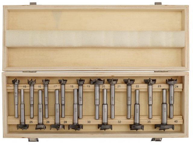 Draper Forstner Drill Bit Set (17 Piece) Sizes: 15, 16, 17, 18, 19, 20, 21, 22, 23, 24, 25, 26, 28, 30, 32,