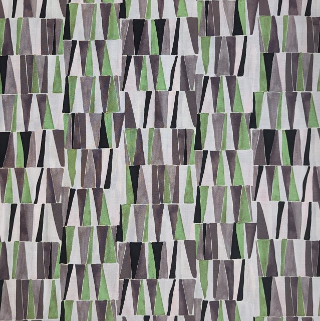 Yandles Green Triangles Abstract Cotton Fabric