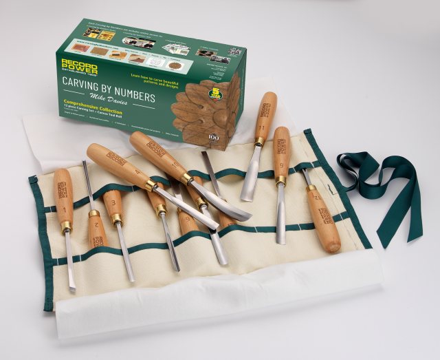 Record Power Record Power Comprehensive Carving Tool Collection - 12pce Set + Chisel Tool Roll! 50001
