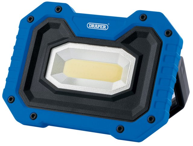 Draper COB LED Worklight, 5W, 500 Lumens, Blue, 4 x AA Batteries Supplied