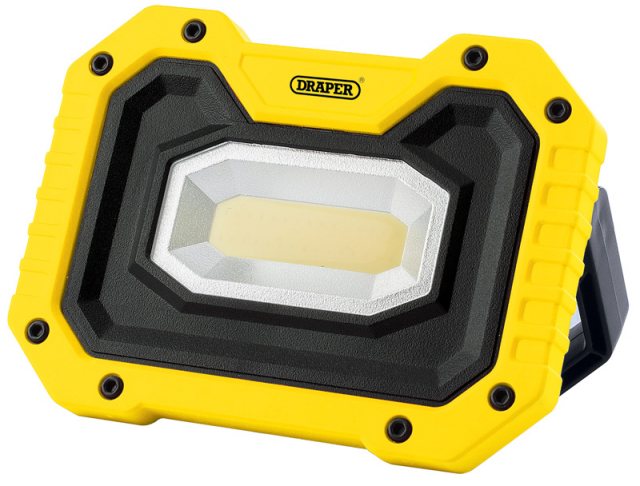 Draper COB LED Worklight, 5W, 500 Lumens, Yellow, 4 x AA Batteries Supplied