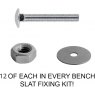 Composite / Plastic Bench Slat Fixing Kits - A2 Stainless Steel High Grade Bolts M8 x 50mm Pack 12