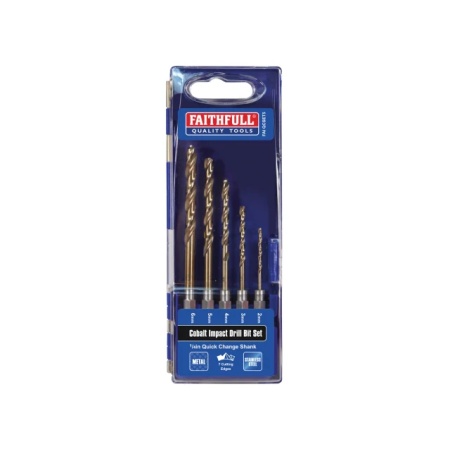 Cobalt Quick-Change Impact Drill Bit Set, 5 Piece, HSSE M35
