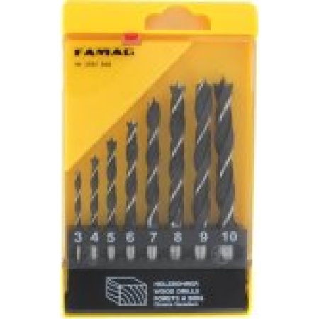 Famag Brad point drill bit, CV steel, set of 8 pcs?3,4,5,6,7,8,9,10mm in plastic box