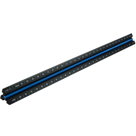 Faithfull Prestige Tri-Scale Architect Rule Black Aluminium 300mm