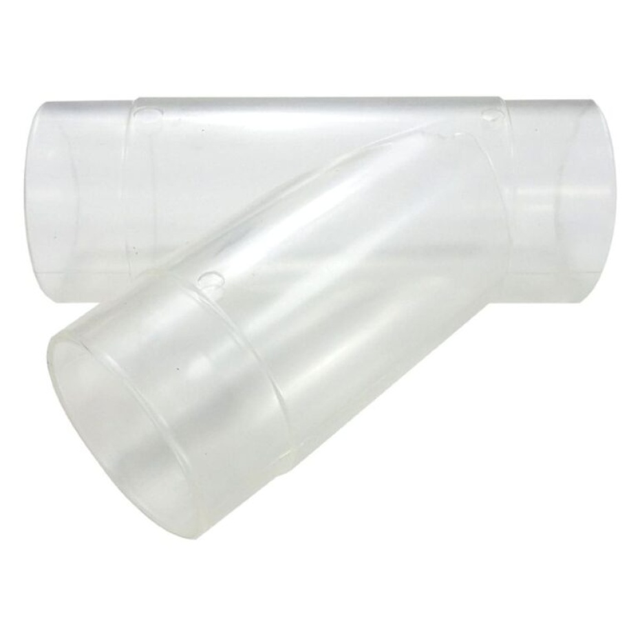 Charnwood 63Y Y-Shaped Branch with 3 x 63mm (2.5″) Outlets, clear PVC