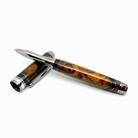 Beaufort Ink Mistral rollerball pen kit with titanium gold fittings and brushed gold accents
