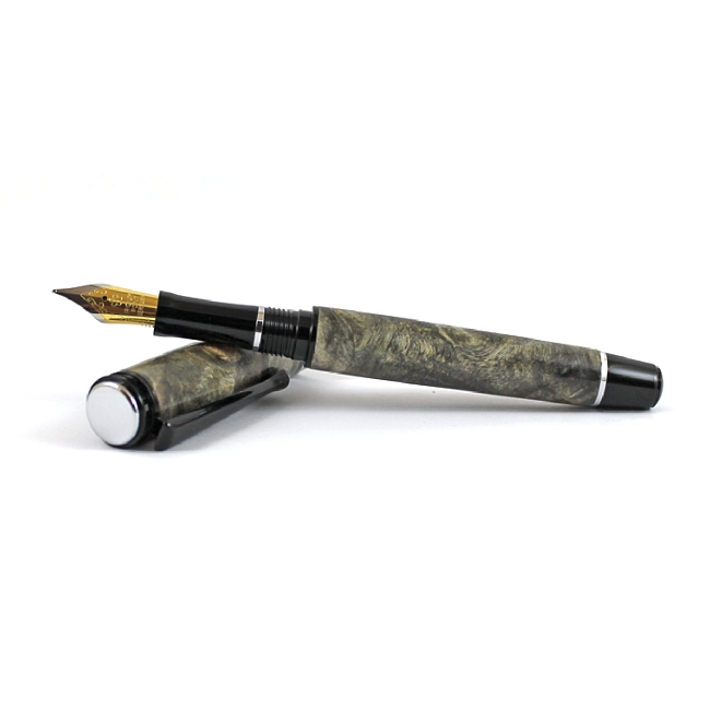 Beaufort Ink Cyclone fountain pen kit with black chrome fittings and chrome accents