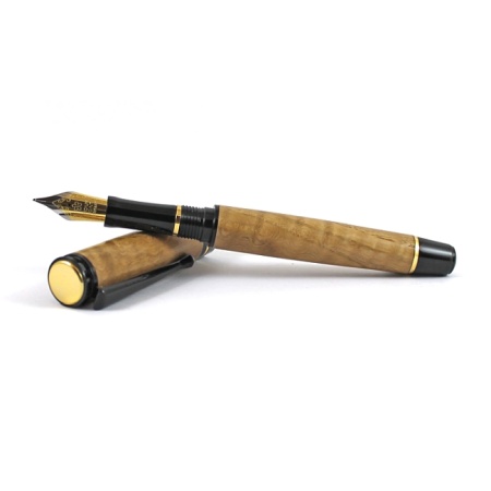 Beaufort Ink Cyclone fountain pen kit with black chrome fittings and upgrade gold accents