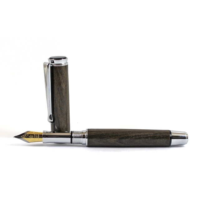 Beaufort Ink Cyclone fountain pen kit with chrome fittings and black chrome accents - Image 2