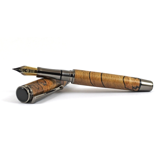 Beaufort Ink Cyclone fountain pen kit with gunmetal fittings and black chrome accents