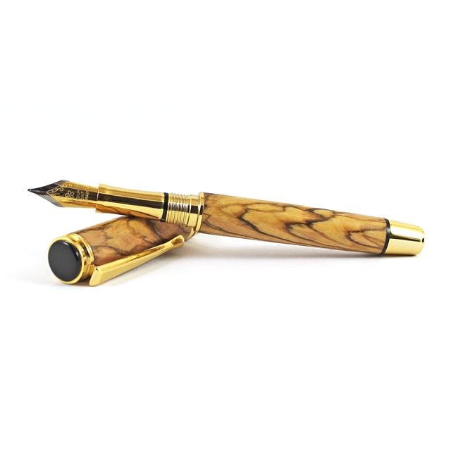 Beaufort Ink Cyclone fountain pen kit with upgrade gold fittings and black chrome accents