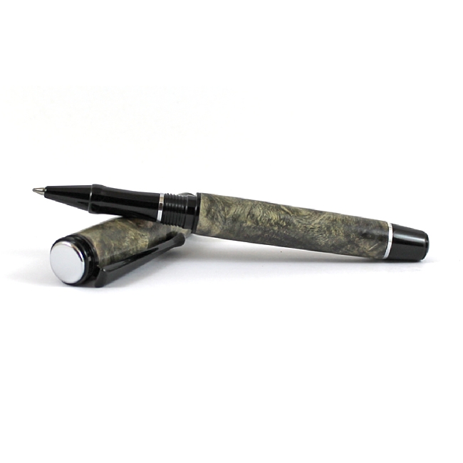 Beaufort Ink Cyclone rollerball pen kit with black chrome fittings and chrome accents
