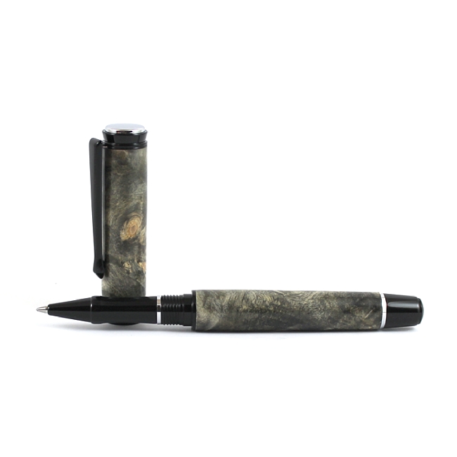 Beaufort Ink Cyclone rollerball pen kit with black chrome fittings and chrome accents - Image 3