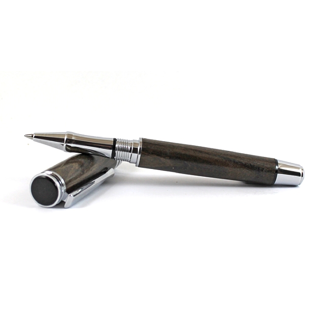 Beaufort Ink Cyclone rollerball pen kit with chrome fittings and black chrome accents