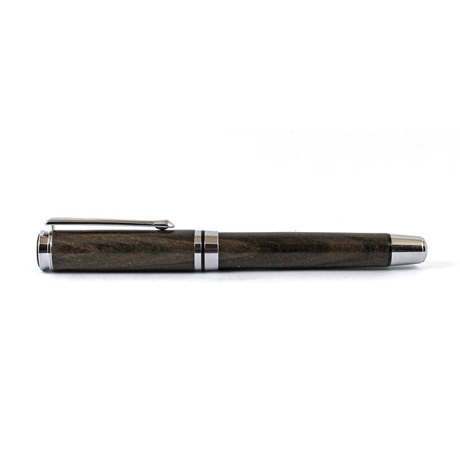 Beaufort Ink Cyclone rollerball pen kit with chrome fittings and black chrome accents - Image 2