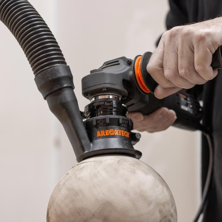 example of using the Arbortech Spheroplane Bowl & Ball Forming Attachment to make a sphere.