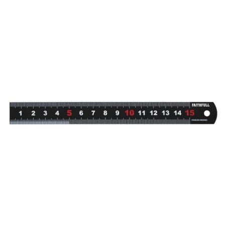 Faithfull Matt Black Stainless Steel Measuring Rule 150mm