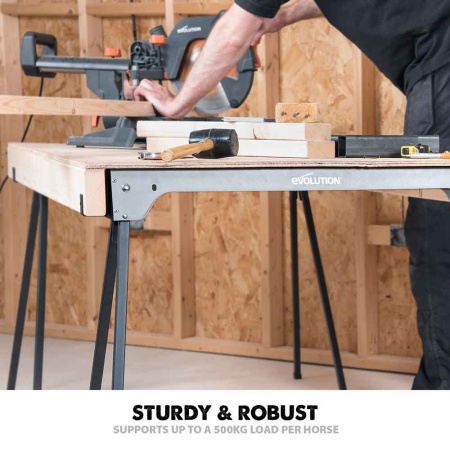 Evolution Metal Folding Sawhorse Stand Twin Pack