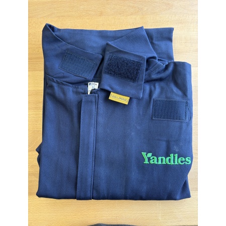 Navy Blue woodturning smock Yandles branded