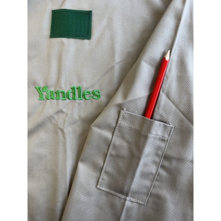 sage woodturning smock Yandles branded
