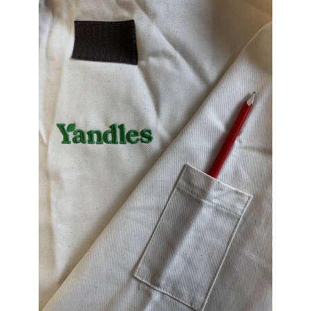 Natural woodturning smock Yandles branded pencil pocket