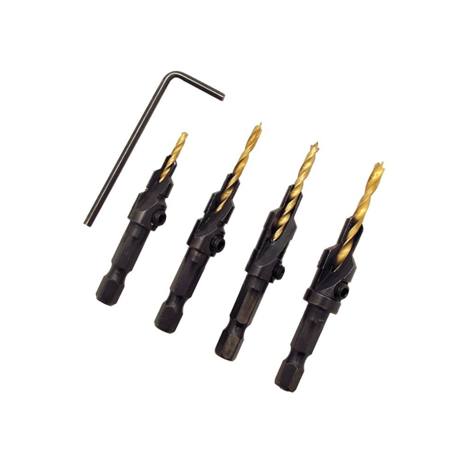 Milescraft CounterBit Set - 4 Piece Set Countersink Drill Bits with Hex Shank
