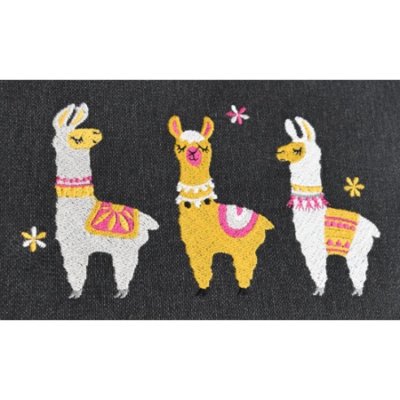Three llamas embroidered on the Brother NV880E