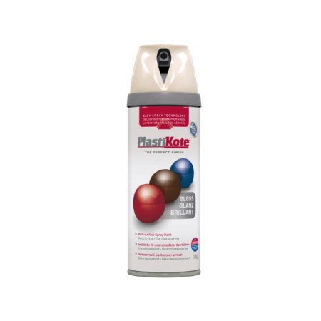 PlastiKote Aerosol Spray Paint Tin TWIST &Spray GLOSS 400ML ANTIQUE WHITE
