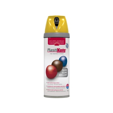 PlastiKote Aerosol Spray Paint Tin TWIST &Spray GLOSS 400ML YELLOW