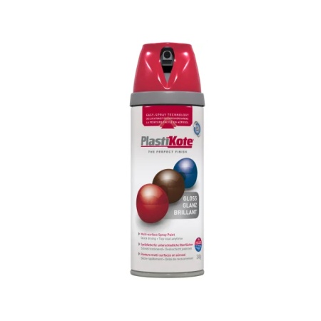 PlastiKote Aerosol Spray Paint Tin TWIST &Spray GLOSS 400ML BRIGHT RED